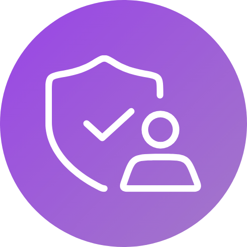 Cartoon check badge and a person